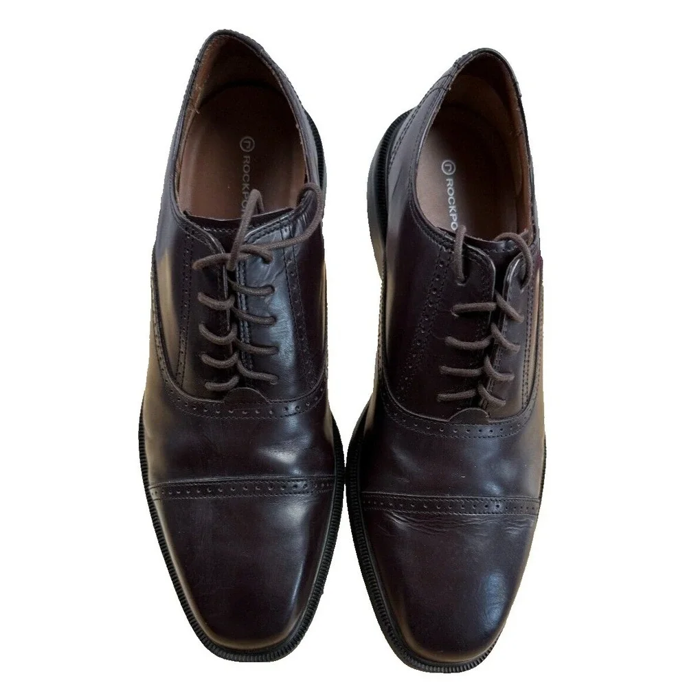 Rockport Adiprene by Adidas Mens Dark Brown Leather Oxford Dress Shoes 10.5M